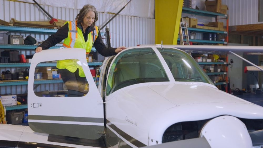 Arlene Blake-Brown - appraising an airplane